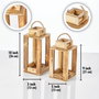 Aberto Design Juego de dos candelabros linterna de madera Natural